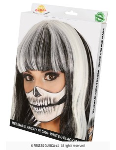 Peluca melena larga blanca negra flequil 2