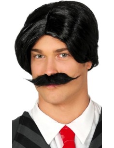 PELUCA NEGRA CON BIGOTE EN CAJA