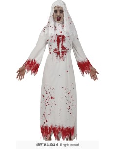 DISFRAZ MONJA BLANCA SANGRIENTA (L)
