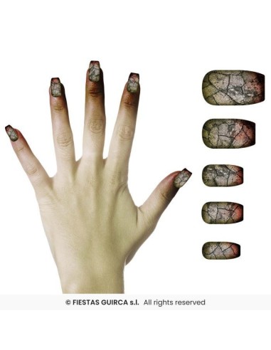uñas postizas zombie con pegamento.