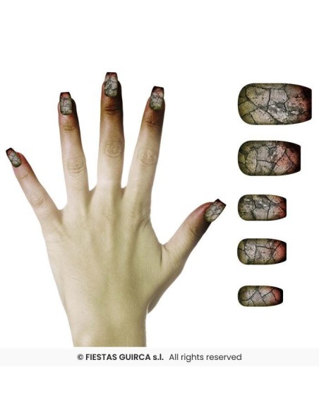 uñas postizas zombie con pegamento.