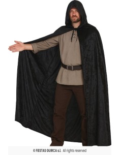 CAPA NEGRA CON CAPUCHA TERCIOPELO 130 CM