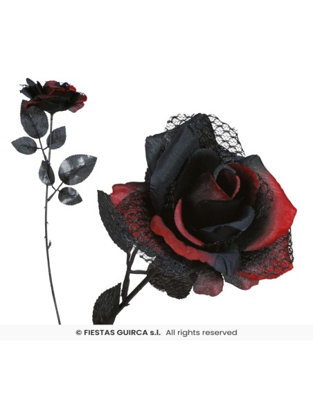 FLOR ROJA Y NEGRA, 40 CMS