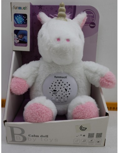PELUCHE UNICORNIO LUZ BARRIGA 30CM