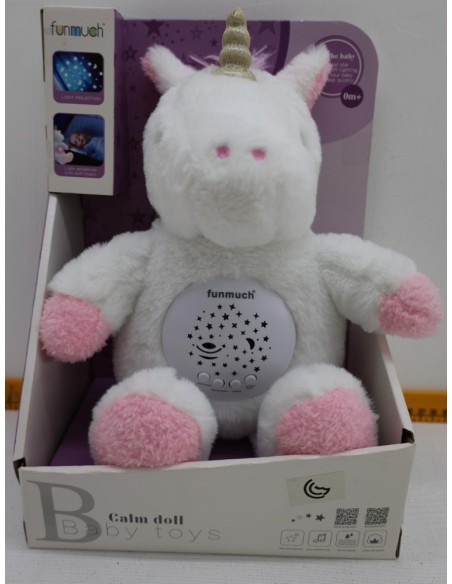 PELUCHE UNICORNIO LUZ BARRIGA 30CM
