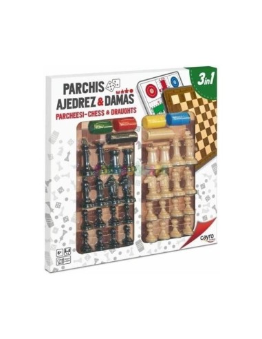 Parchis, ajedrez & damas 3en1 40x40cm