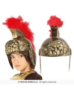 CASCO ROMANO INFANTIL ORO CON PLUMA