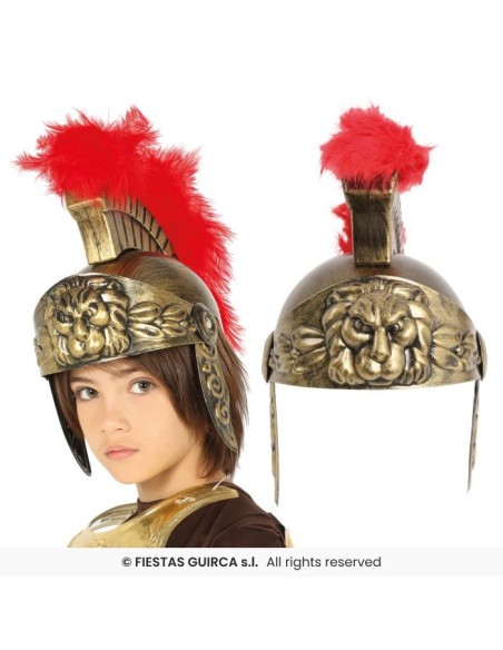 CASCO ROMANO INFANTIL ORO CON PLUMA