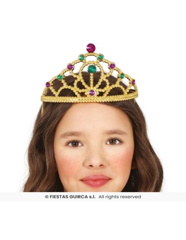 DIADEMA ORO CON PIEDRAS MULTIC.