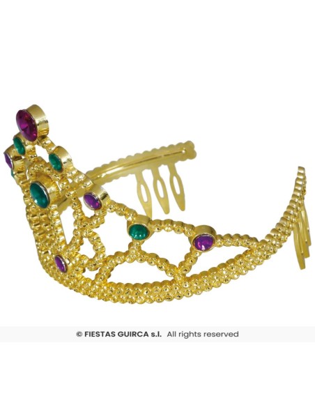 DIADEMA ORO CON PIEDRAS MULTIC.