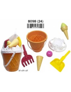 RED CUBO PLAYA CON 7 ACCESORIOS HELADOS
