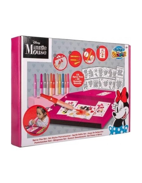 Caja Dibujo Aerografos Plantillas Minnie