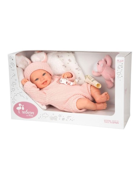 Reborn Lucía con Cojín y Peluche 45 cm