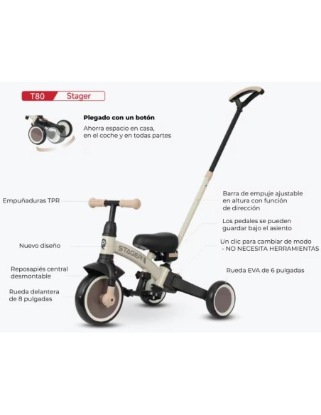 Triciclo Stager Evolutivo 3 en 1 Brown