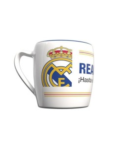 Taza Real Madrid cerámica blanca y azul 
