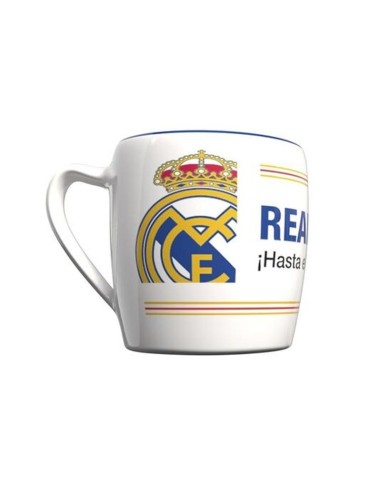 Taza Real Madrid cerámica blanca y azul 