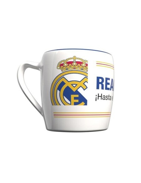 Taza Real Madrid cerámica blanca y azul 