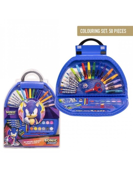Set Papeleria Coloreable 50 Piezas Sonic