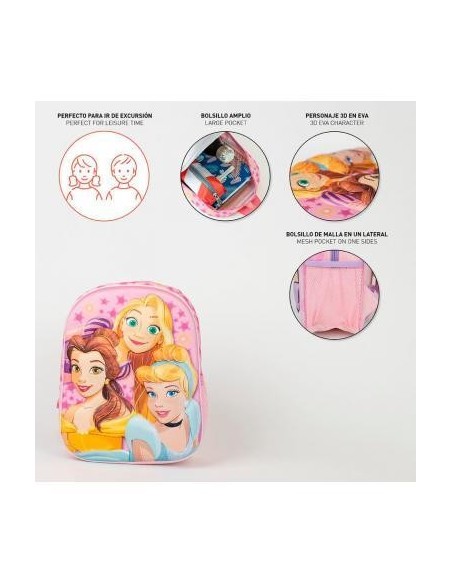 Mochila 3D Princesas Disney 31cm