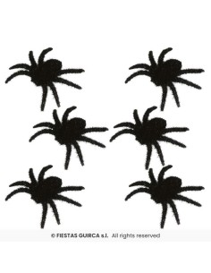 SET DE 6 ARAÑAS PELUDAS NEGRAS 6 CMS