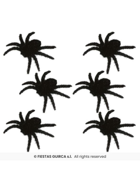 SET DE 6 ARAÑAS PELUDAS NEGRAS 6 CMS
