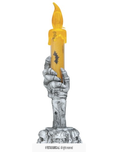 PORTAVELAS CALAVERA CON VELA LED 15 CMS