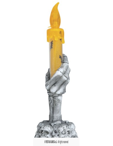 PORTAVELAS CALAVERA CON VELA LED 15 CMS