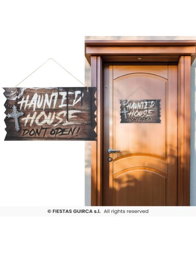 LETRERO "HAUNTED HOUSE", 35X20 CMS. MADE
