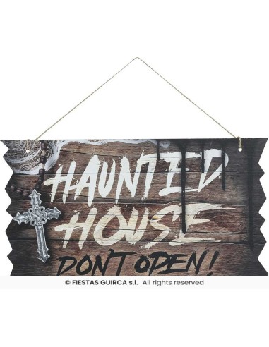 LETRERO "HAUNTED HOUSE", 35X20 CMS. MADE