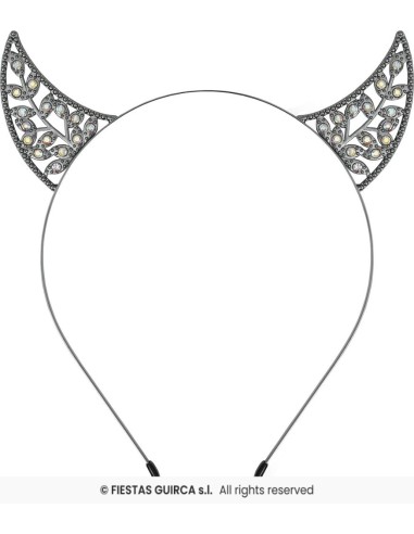 DIADEMA CUERNOS CON BRILLANTES, METALICA