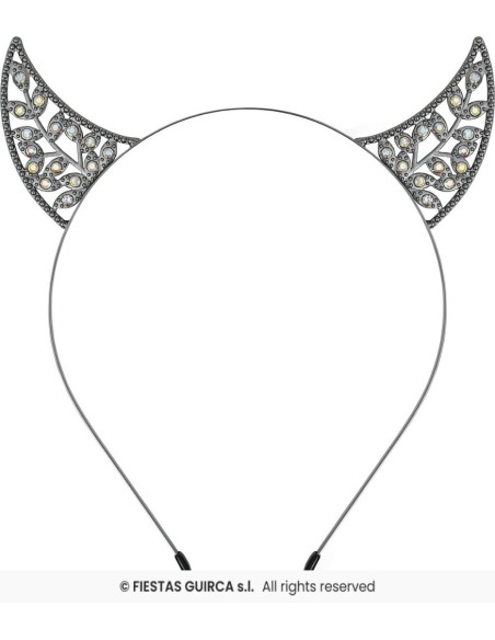 DIADEMA CUERNOS CON BRILLANTES, METALICA