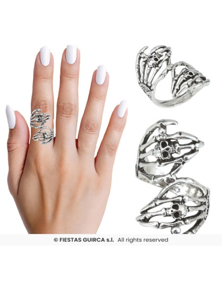 ANILLO MANOS ESQUELETO METAL
