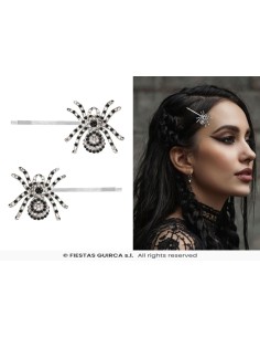 SET 2 CLIPS PELO ARAÑAS BRILLANTES PLATA