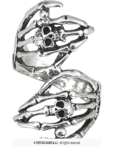 ANILLO MANOS ESQUELETO METAL