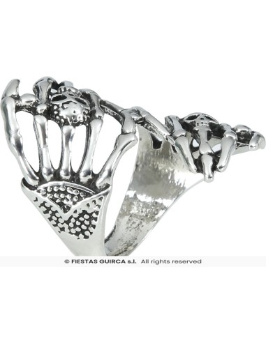ANILLO MANOS ESQUELETO METAL