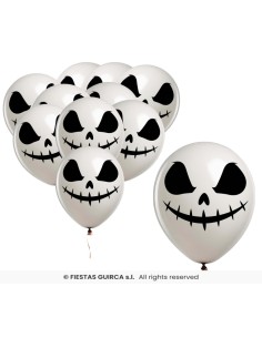 Bolsa 10 globos blancos   fantasma 30 cm
