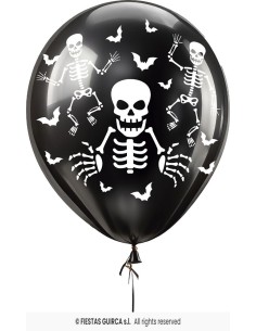 BOLSA 10 GLOBOS NEGROS ESQUELETOS 30 CMS 2