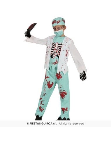 DISFRAZ ESQUELETO ZOMBIE MEDICO 3-4 Años