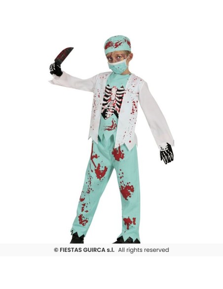 DISFRAZ ESQUELETO ZOMBIE MEDICO 3-4 Años