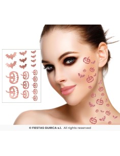 Tatuajes Calabaza Y Murcielagos Oro rosa