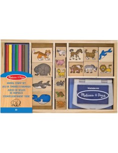Juego de Sellos de Madera, Animales, 16 