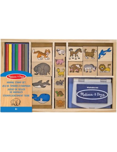 Juego de Sellos de Madera, Animales, 16 
