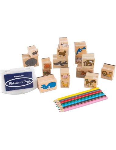 Juego de Sellos de Madera, Animales, 16 