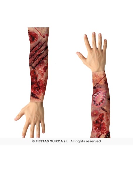 Set 2 mangas tela- efecto heridas zombie