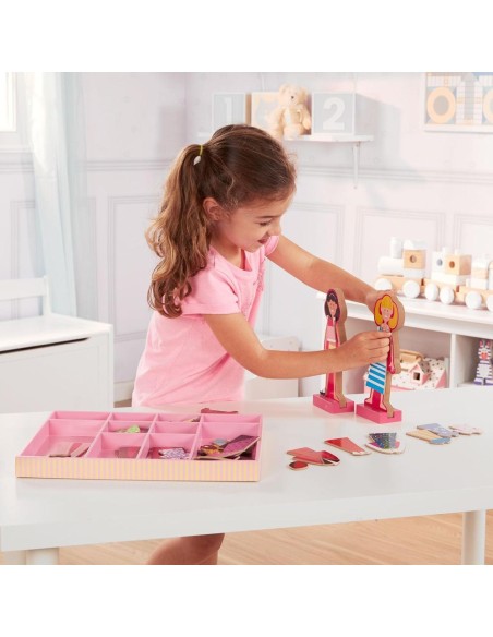 Muñecas Magnéticas De Madera Para Vestir