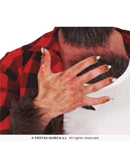 Uñas postizas Hombre Lobo con Pegamento
