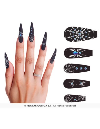 uñas postizas Araña halloween