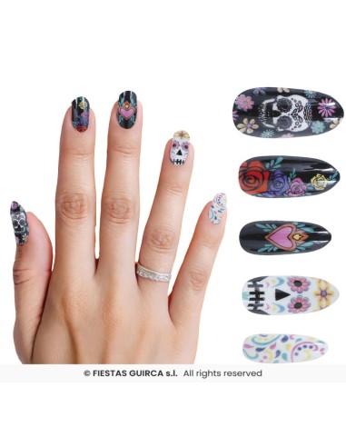 uñas postizas catrina dia de muertos