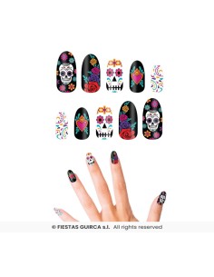 uñas postizas catrina dia de muertos 2