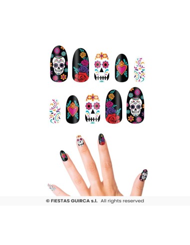 uñas postizas catrina dia de muertos